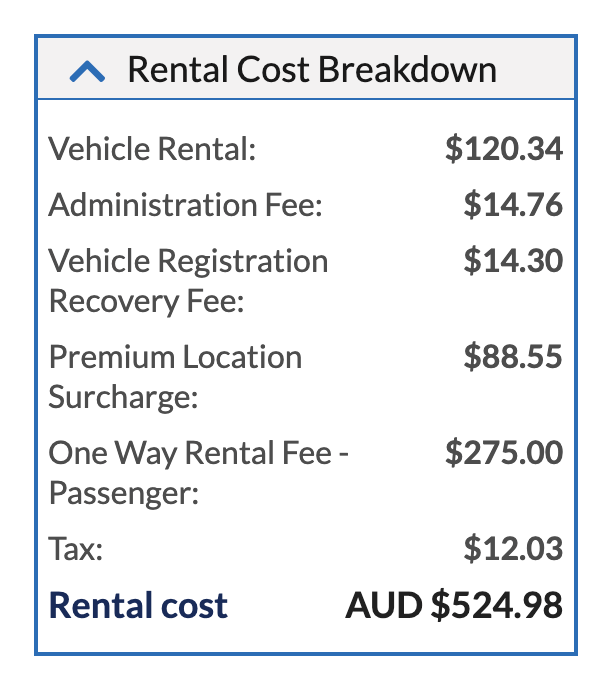 Rental cost breakdown example Rental cost breakdown example